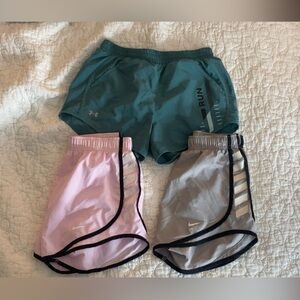 Set of 3 Pairs of Running/Athletic Shorts - Size XS - Nike & Under Armour